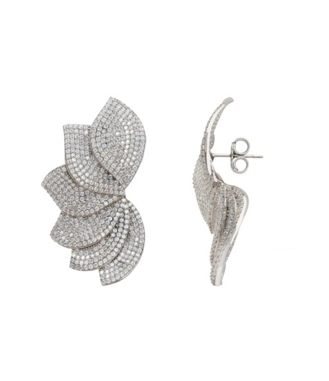 Novus Orbis - 'Tropicana' Wave Earrings in White Silver