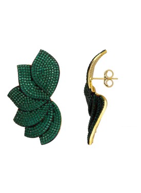 Novus Orbis - 'Tropicana' Wave Earrings in Emerald Green & Gold