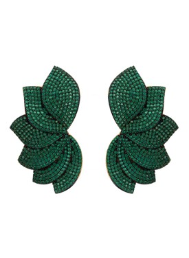 Novus Orbis - 'Tropicana' Wave Earrings in Emerald Green & Gold