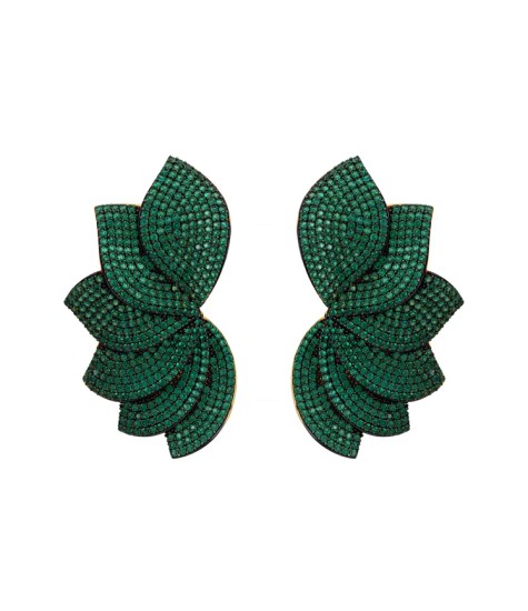 Novus Orbis - 'Tropicana' Wave Earrings in Emerald Green & Gold